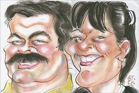 caricature of julian and marie